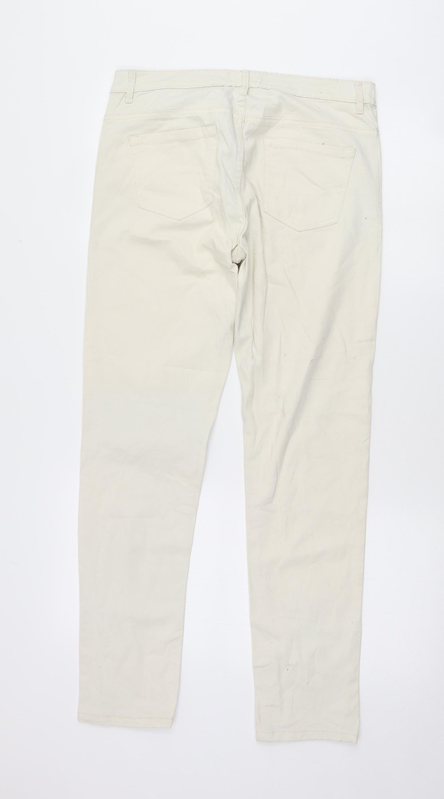 Womens UK Size L Cropp Regular Fit Skinny White Jeans