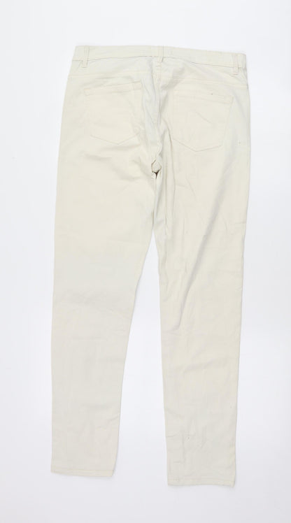 Womens UK Size L Cropp Regular Fit Skinny White Jeans