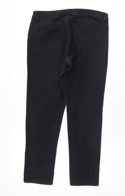 Denim & Co. Womens Black   Skinny Jeans Size 14 L26 in