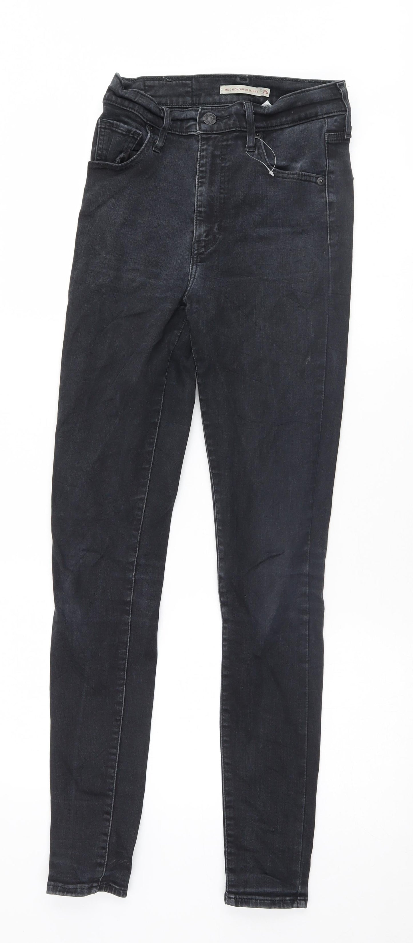 Womens UK Size 26 Preworn Regular Fit Skinny Black Jeans