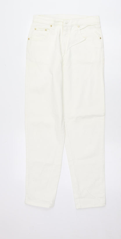 Womens UK Size 10 Preworn Regular Fit Straight White Jeans