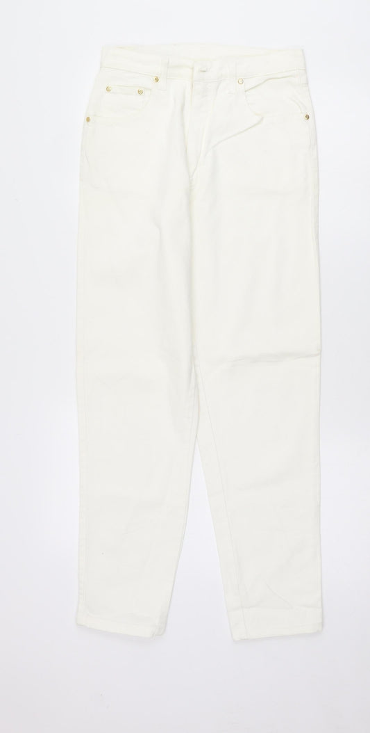 Womens UK Size 10 Preworn Regular Fit Straight White Jeans
