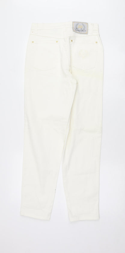 Womens UK Size 10 Preworn Regular Fit Straight White Jeans