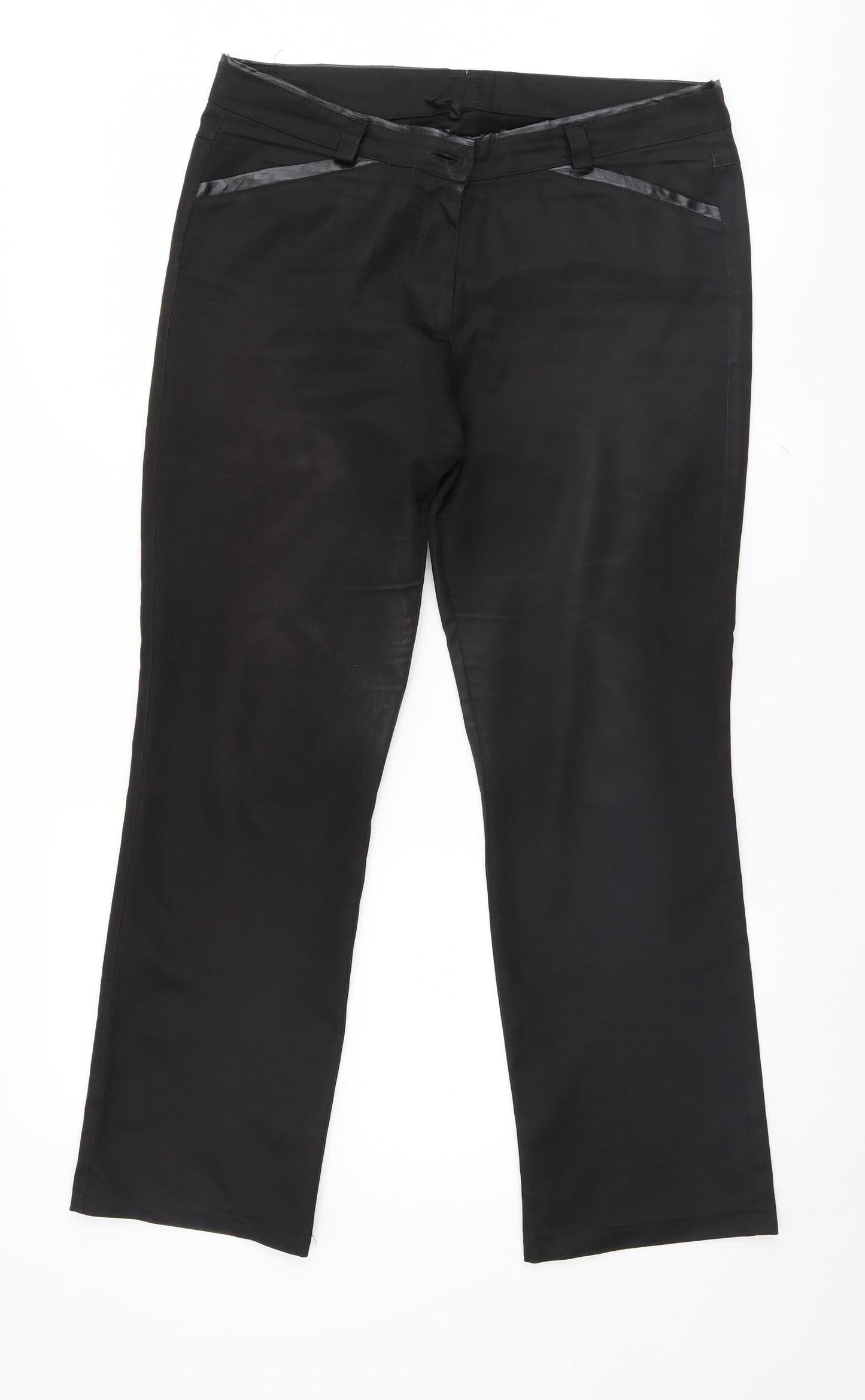 Womens UK Size 35 Preworn Regular Fit  Black Trousers