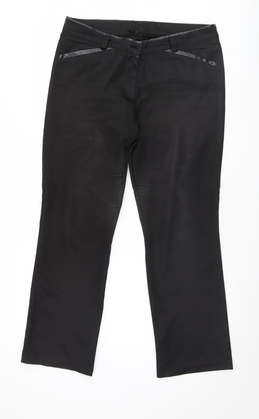 Womens UK Size 35 Preworn Regular Fit  Black Trousers