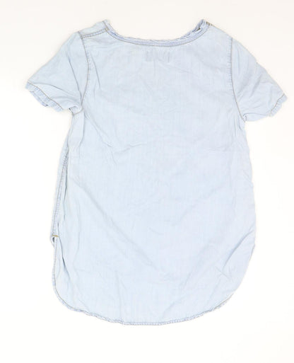 Womens UK Size 10 New Look Blue Basic Blouse