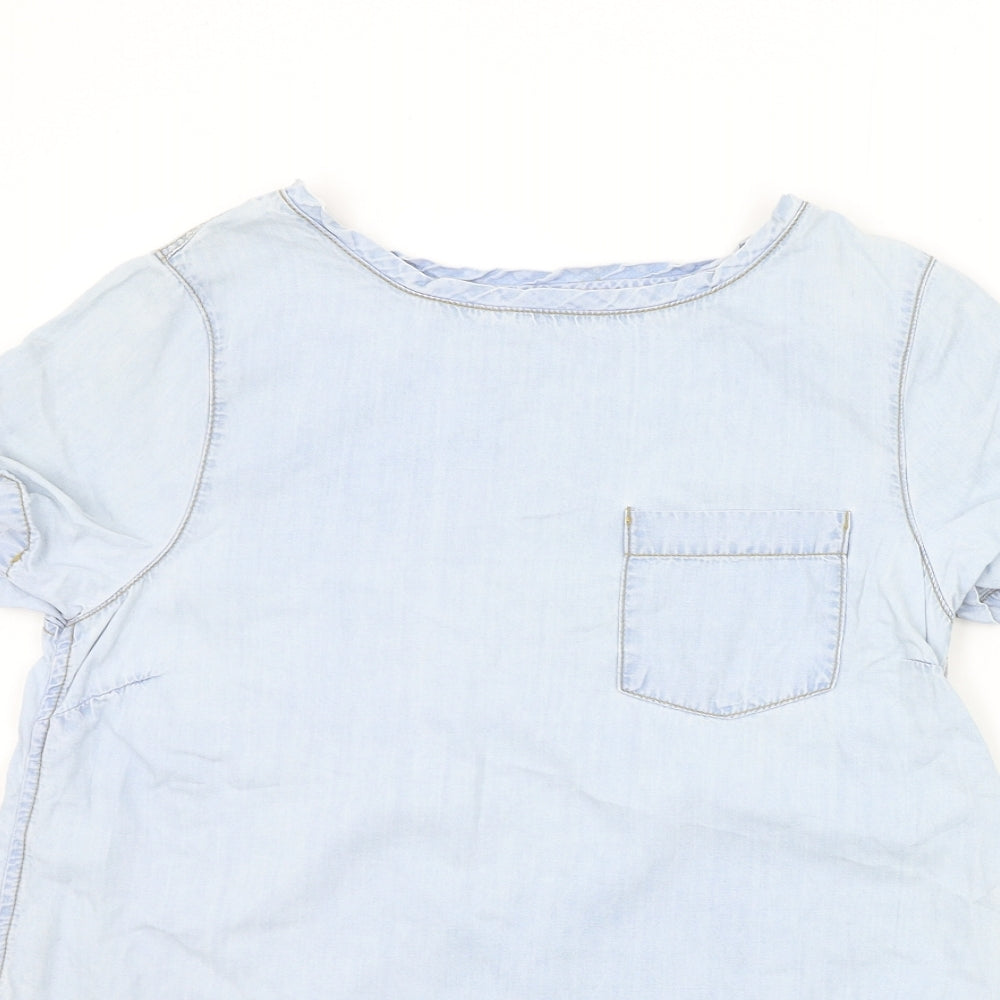 Womens UK Size 10 New Look Blue Basic Blouse