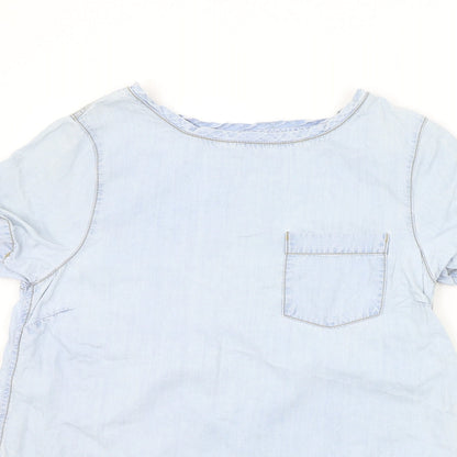 Womens UK Size 10 New Look Blue Basic Blouse