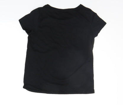F&F Womens Black Solid  Top Pyjama Top Size 8  - christams