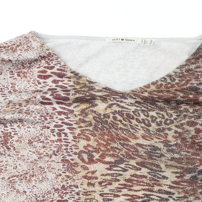 Punt Roma Womens Beige Animal Print  Pullover Jumper Size M