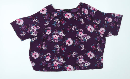 Womens UK Size 14 New Look Purple Cropped Blouse