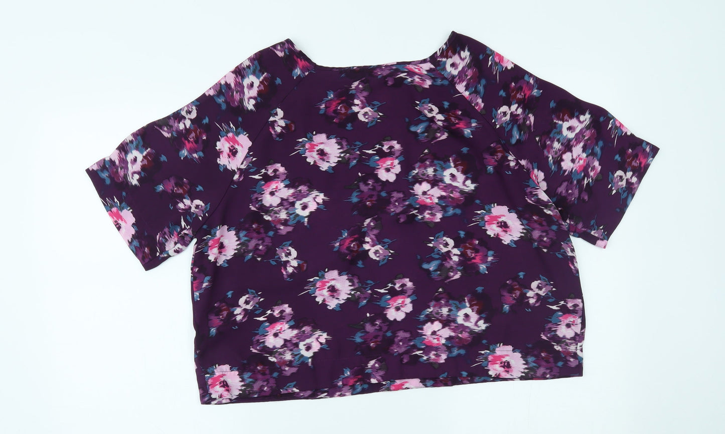 Womens UK Size 14 New Look Purple Cropped Blouse