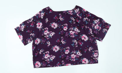 Womens UK Size 14 New Look Purple Cropped Blouse