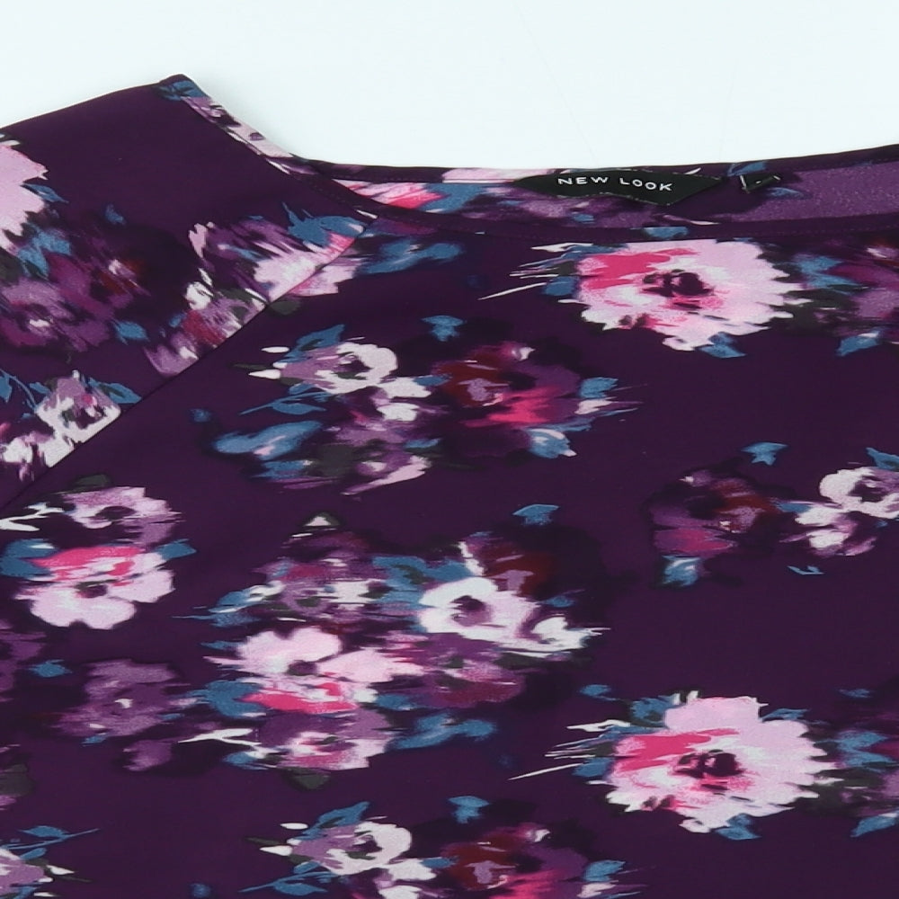 Womens UK Size 14 New Look Purple Cropped Blouse