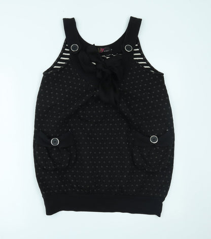 Yumi Womens Black Polka Dot  Shift  Size S