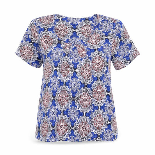 Marks & Spencer Womens Blue Geometric  Basic T-Shirt Size 8