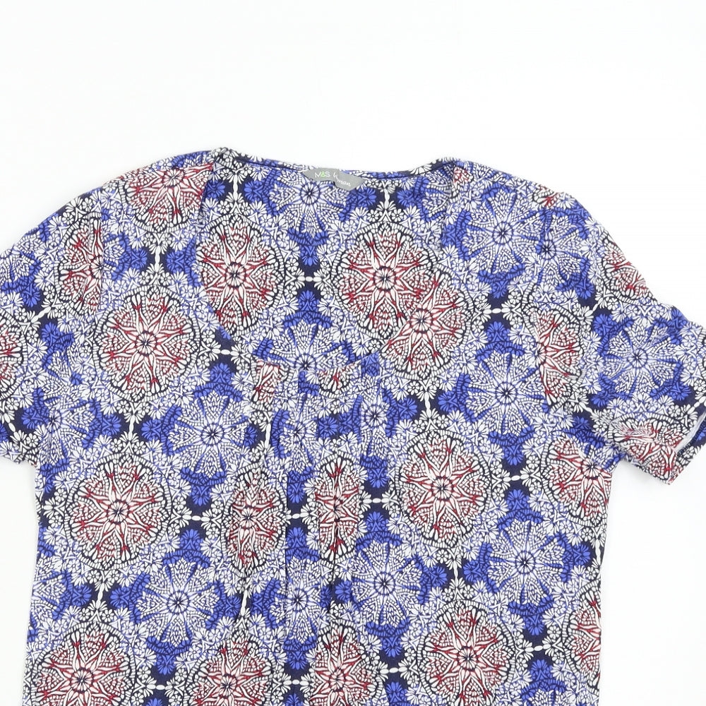 Womens UK Size 8 M&S Blue Basic T-Shirt