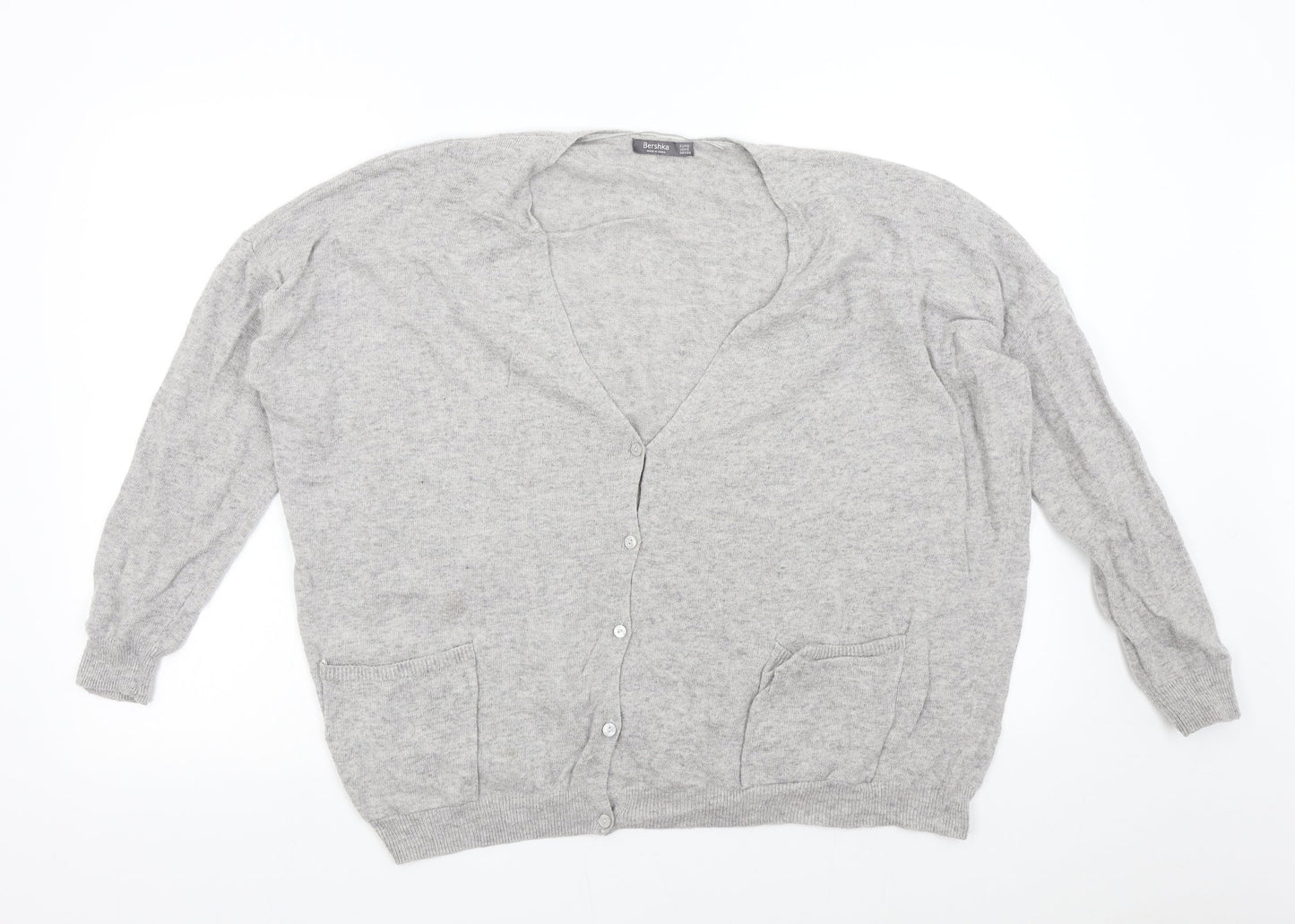 Bershka Womens Grey  Knit Cardigan Jumper Size S