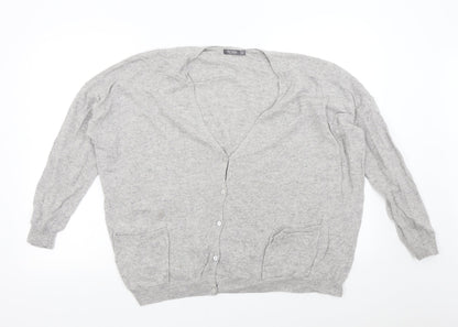 Bershka Womens Grey  Knit Cardigan Jumper Size S