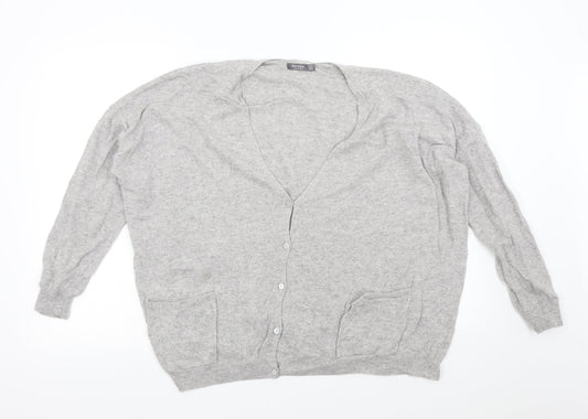Bershka Womens Grey  Knit Cardigan Jumper Size S