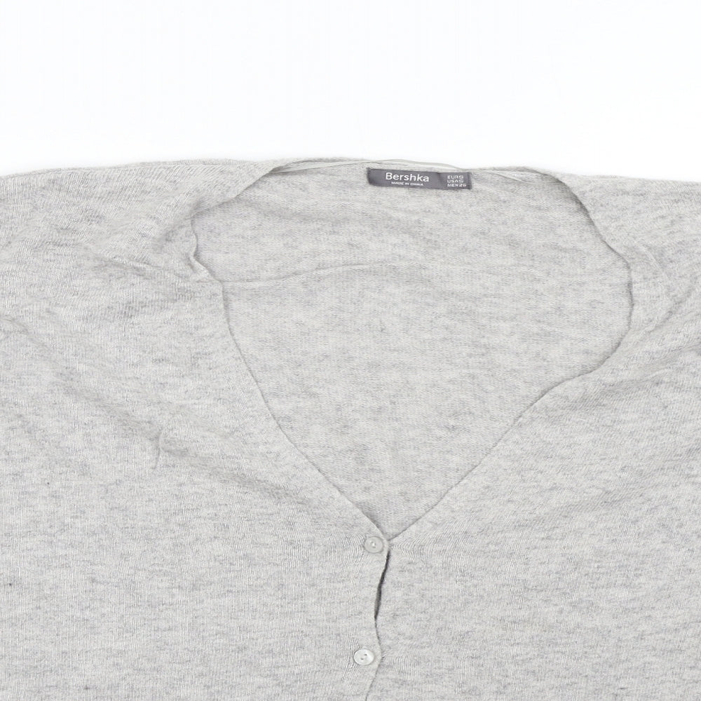 Bershka Womens Grey  Knit Cardigan Jumper Size S