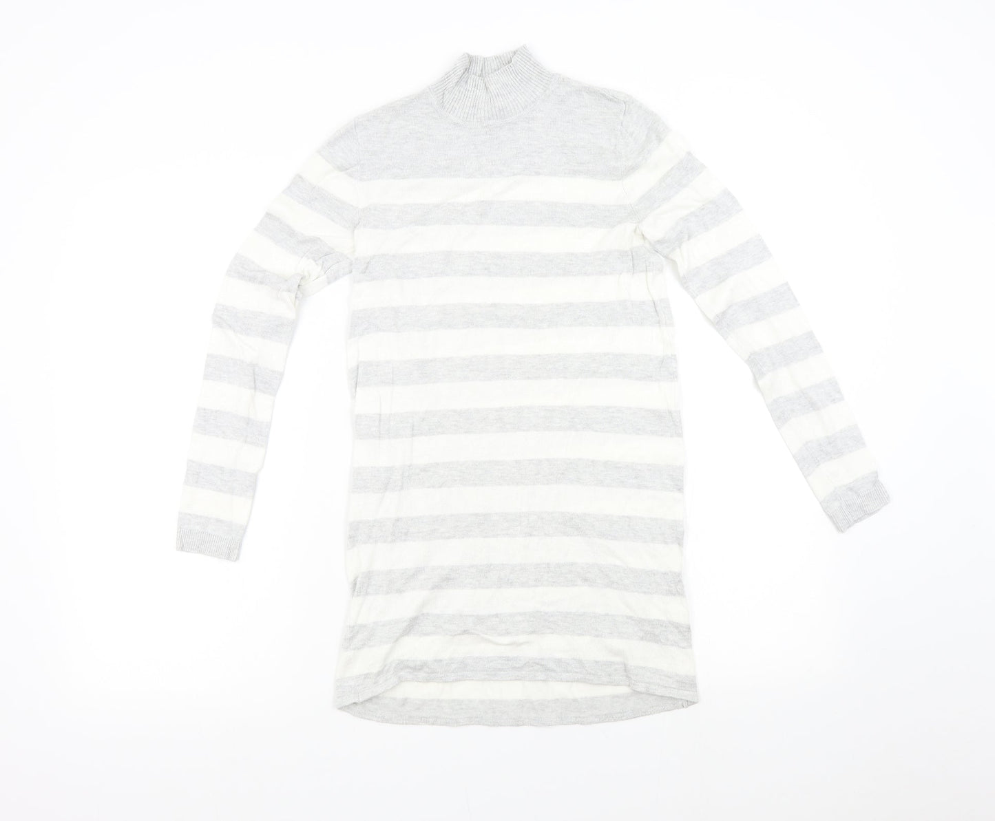 Primark Womens Grey Striped Knit Pullover Jumper Size S