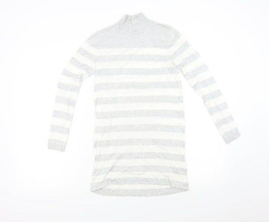 Primark Womens Grey Striped Knit Pullover Jumper Size S