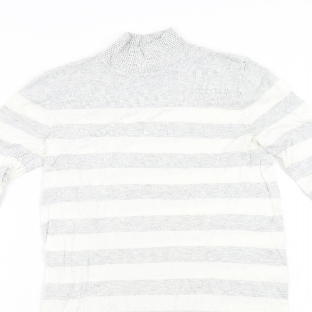 Primark Womens Grey Striped Knit Pullover Jumper Size S