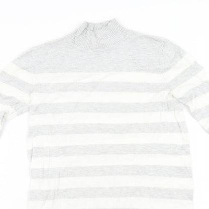 Primark Womens Grey Striped Knit Pullover Jumper Size S