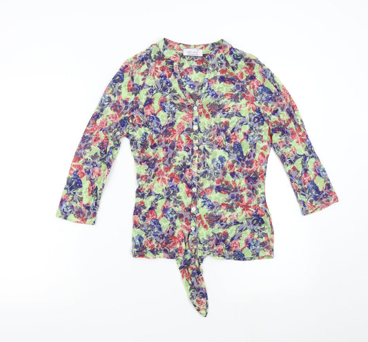 M&S Womens Multicoloured Floral  Basic Button-Up Size 8