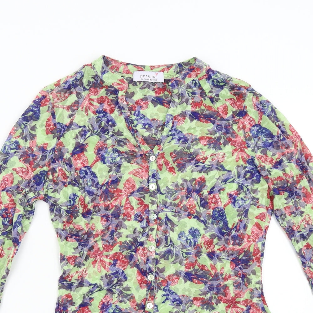 M&S Womens Multicoloured Floral  Basic Button-Up Size 8