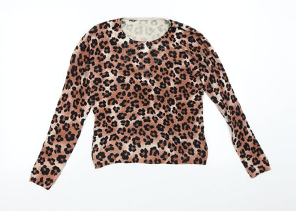 Womens UK Size L Preworn Brown Pullover Jumper