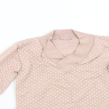 Maria Chaves Girls Pink Polka Dot Knit Pullover Jumper Size M