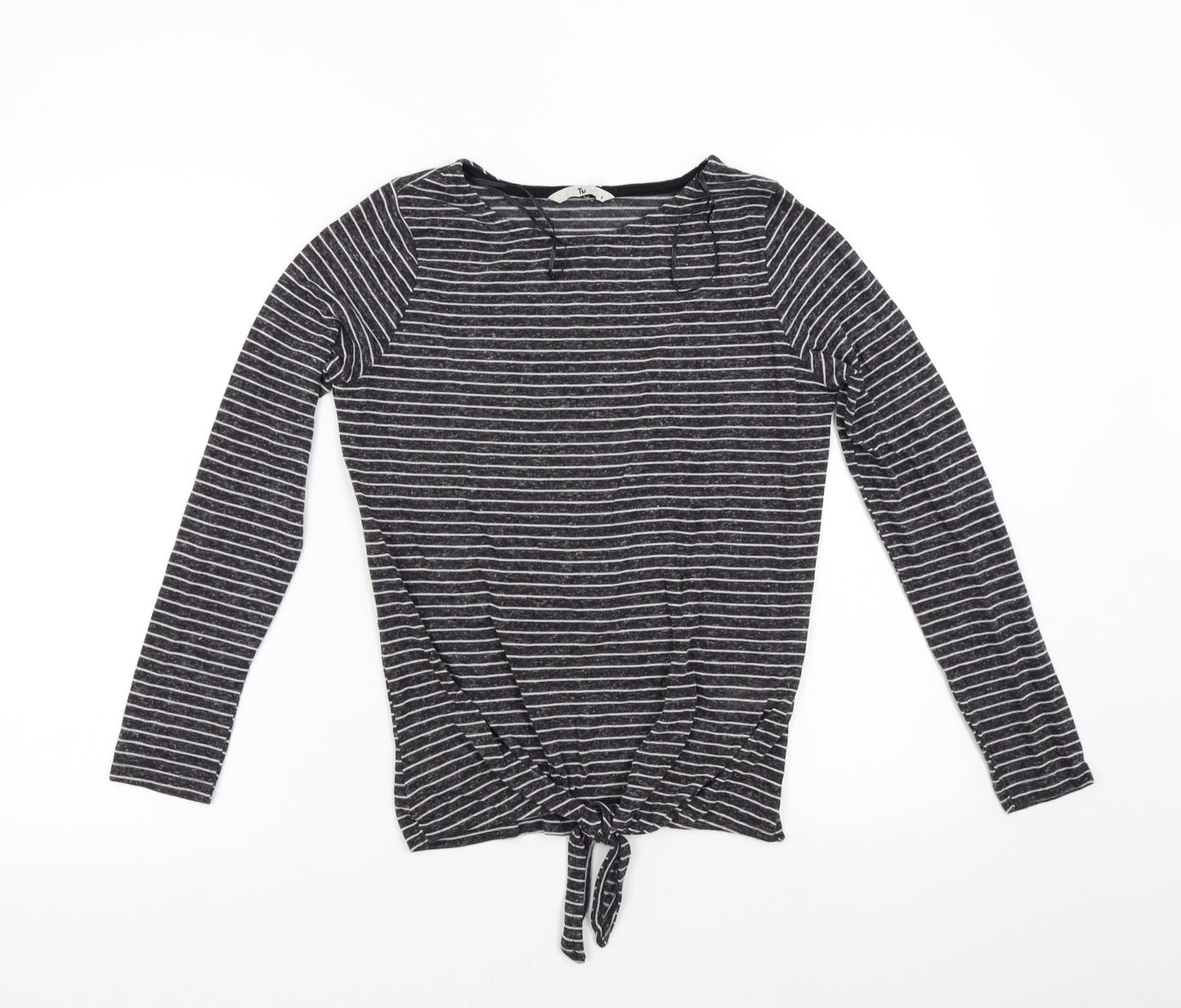 TU Womens Grey Striped Knit Pullover Jumper Size 8