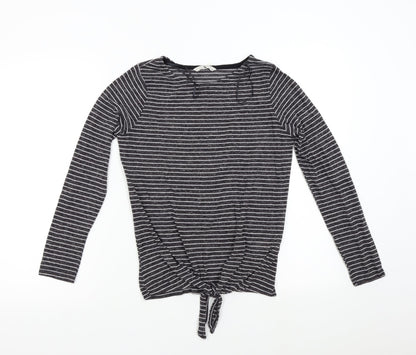 TU Womens Grey Striped Knit Pullover Jumper Size 8