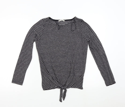 TU Womens Grey Striped Knit Pullover Jumper Size 8