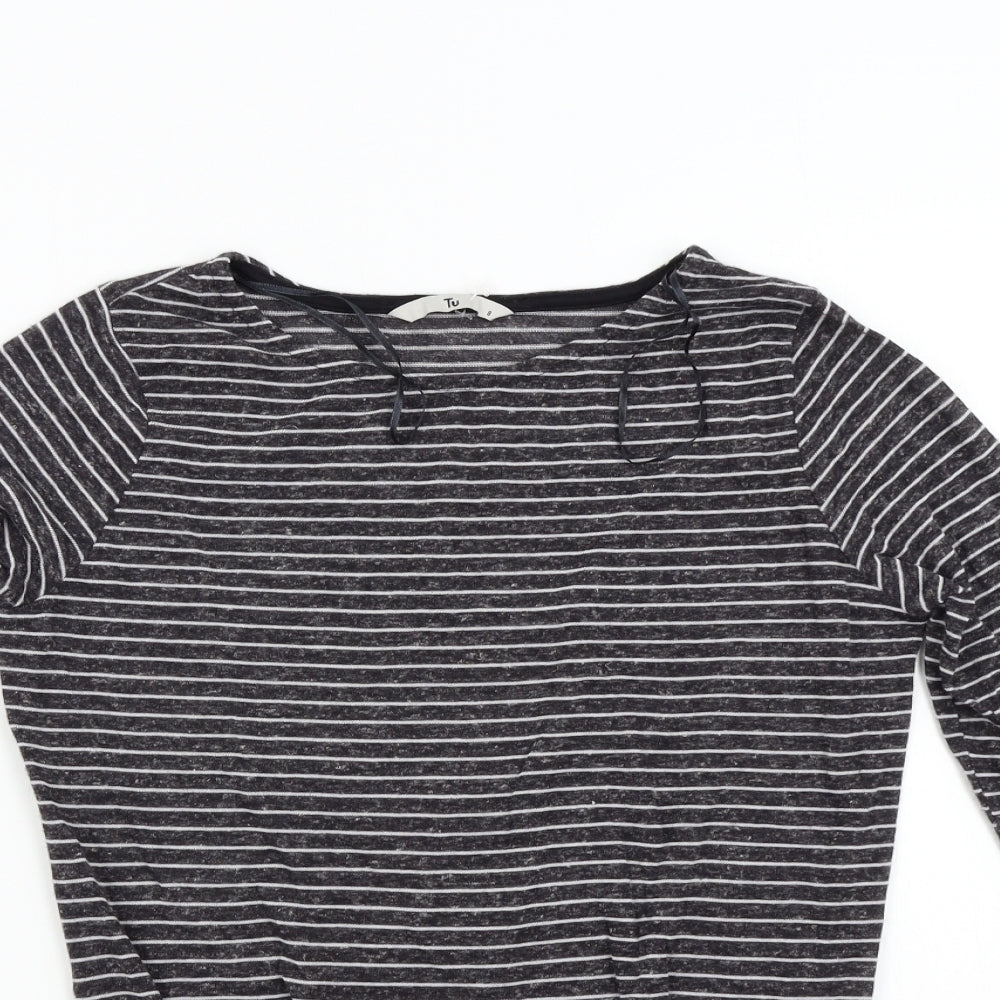 TU Womens Grey Striped Knit Pullover Jumper Size 8