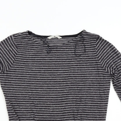 TU Womens Grey Striped Knit Pullover Jumper Size 8