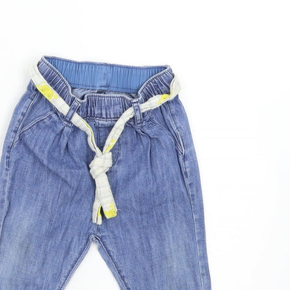 M&S Baby Blue  Denim Sweatpants Jeans Size 9-12 Months