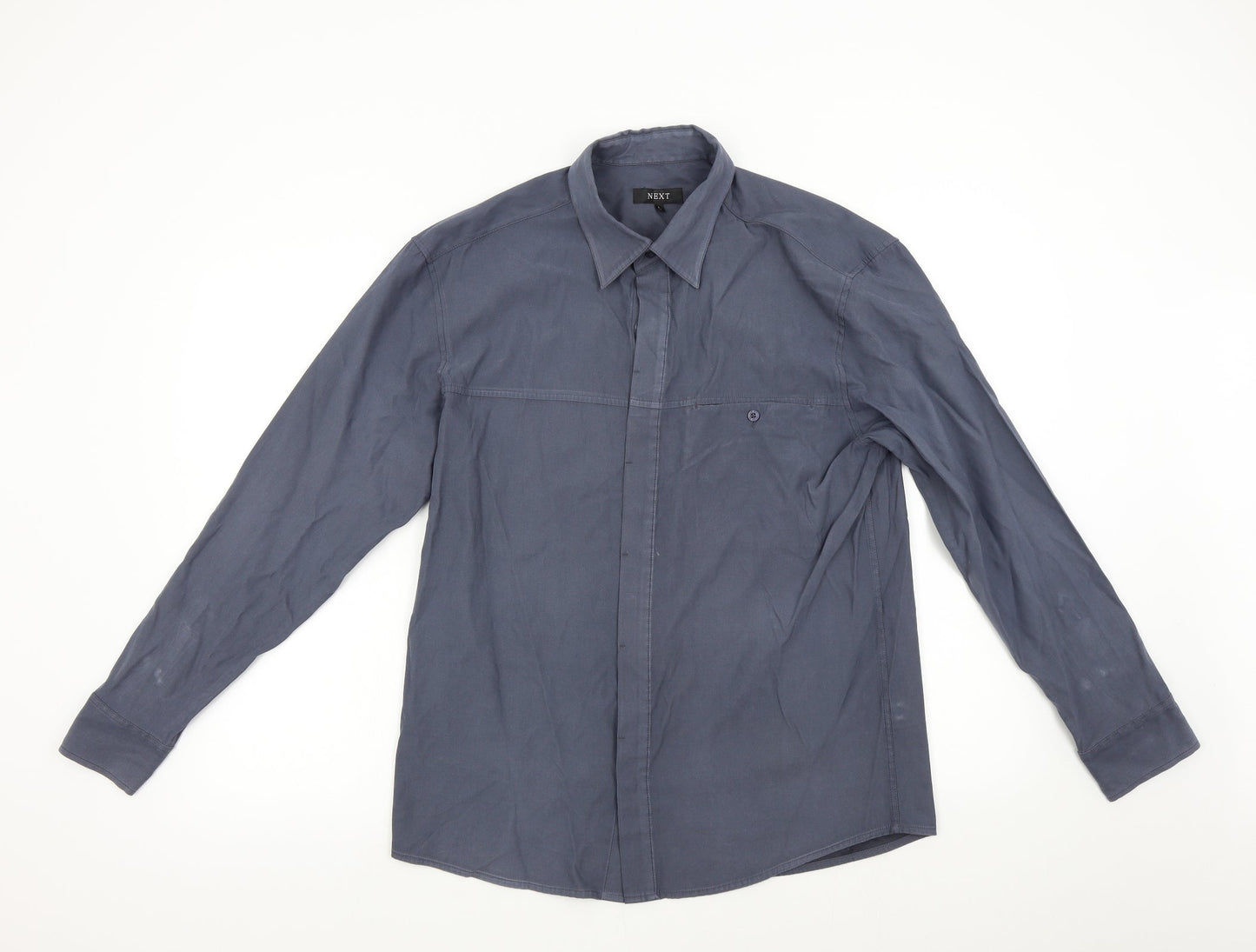 Mens UK Size L NEXT Grey  Button-Up Long Sleeve Casual Shirt