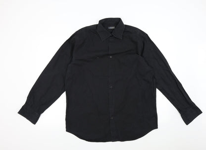 Woolworths Mens Black    Button-Up Size L