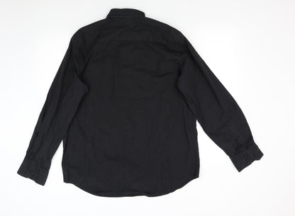 Woolworths Mens Black    Button-Up Size L