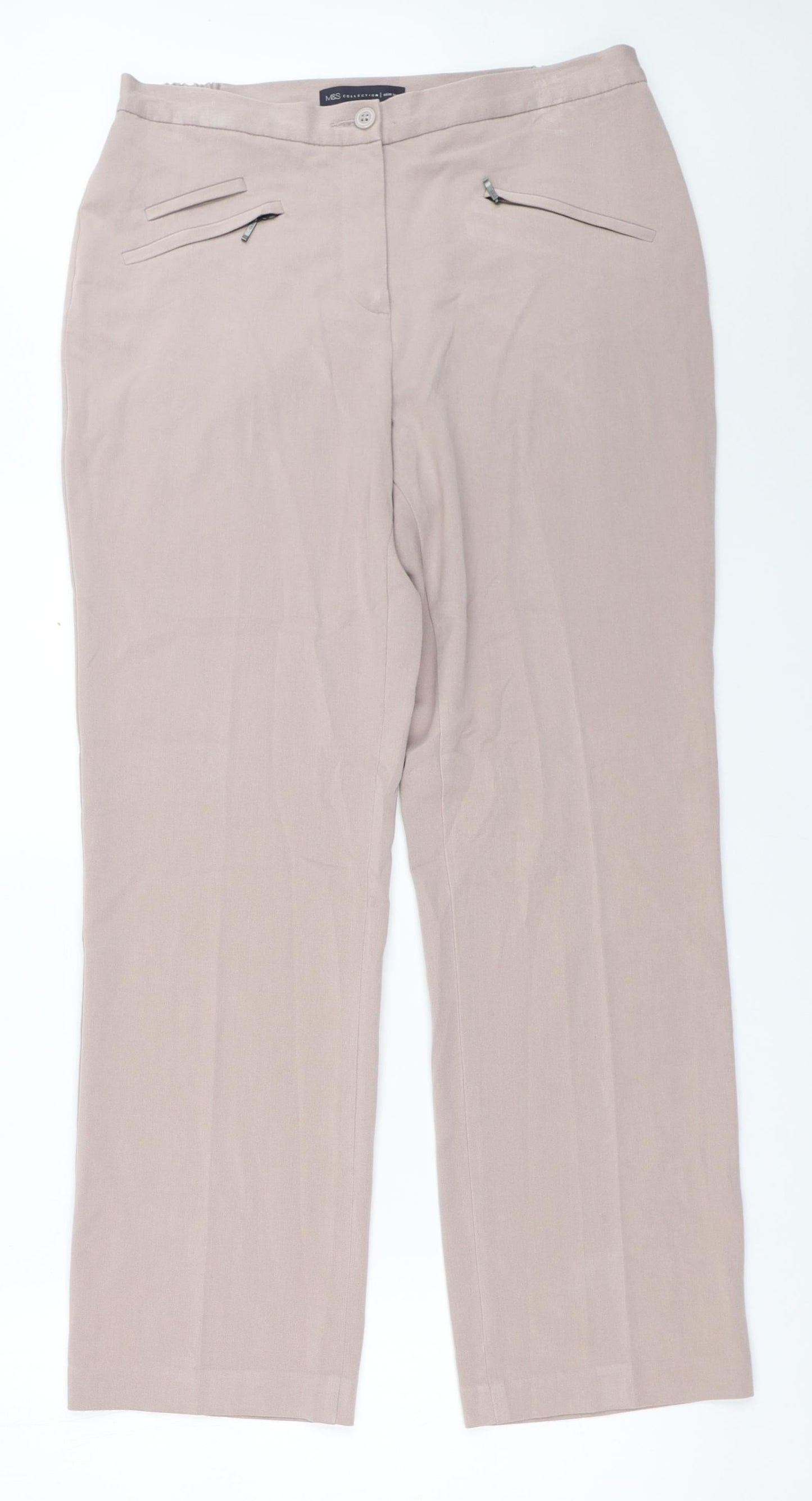 Womens UK Size 10 Marks and Spencer Regular Fit  Beige Trousers