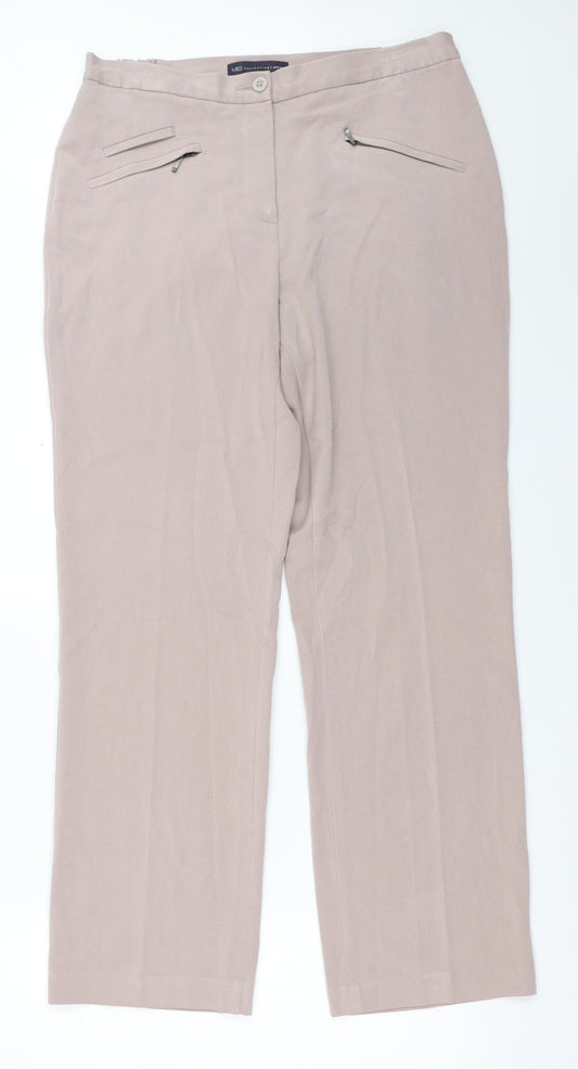 Womens UK Size 10 Marks and Spencer Regular Fit  Beige Trousers