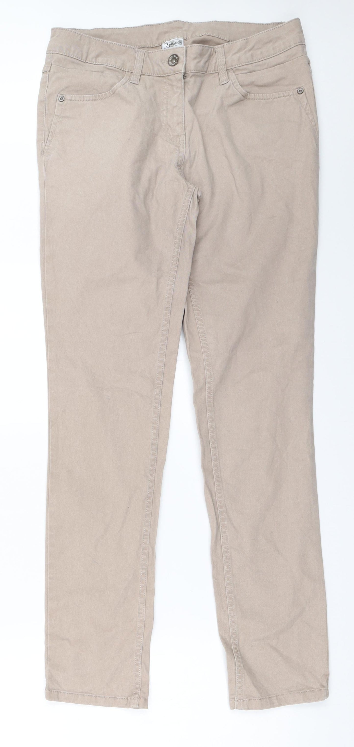 Womens UK Size 28 in UpFashion Regular Fit Straight Beige Jeans