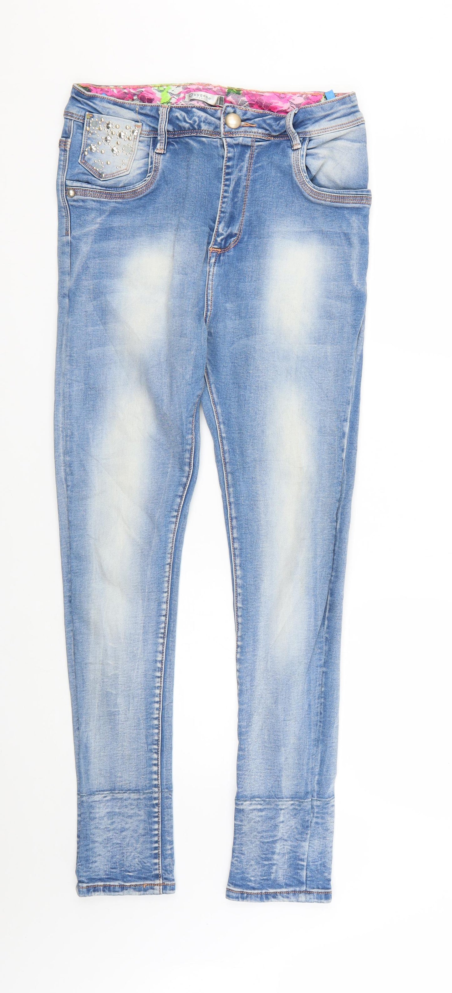 oxygene Womens Blue   Skinny Jeans Size M L26 in