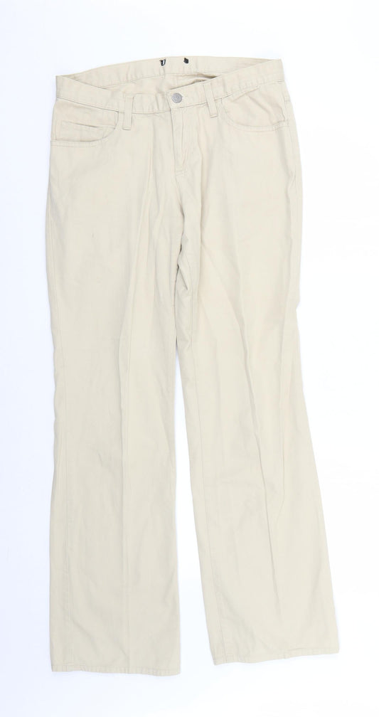 Mens UK Size  Preworn Regular Fit Straight Beige Jeans