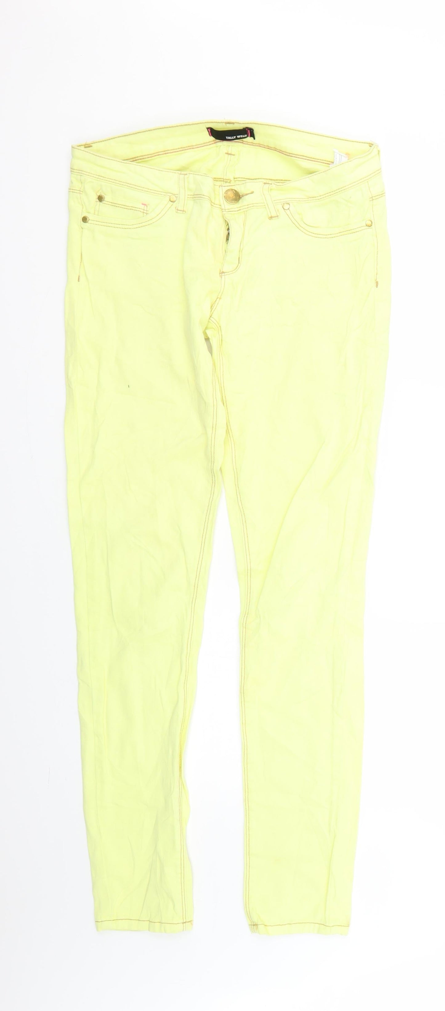 Womens UK Size 10 TALLY WEiJL Regular Fit Skinny Yellow Jeans