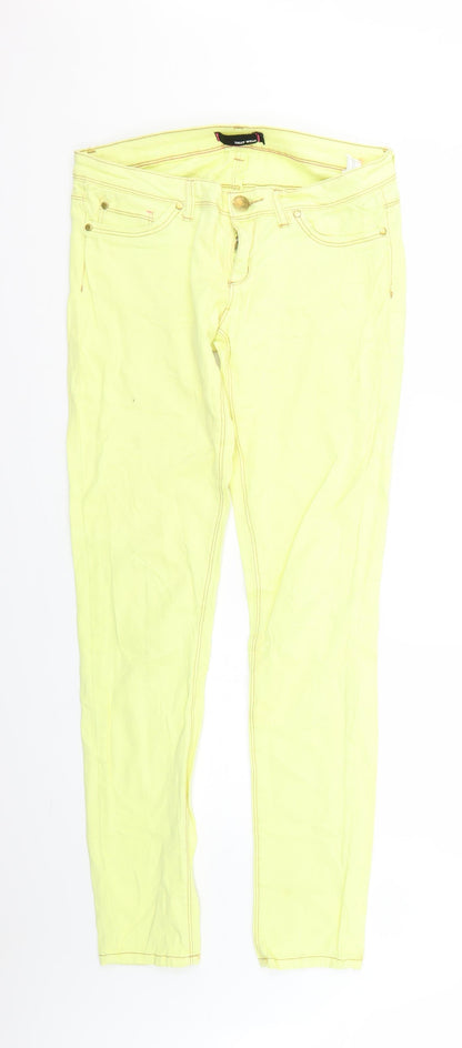 Womens UK Size 10 TALLY WEiJL Regular Fit Skinny Yellow Jeans