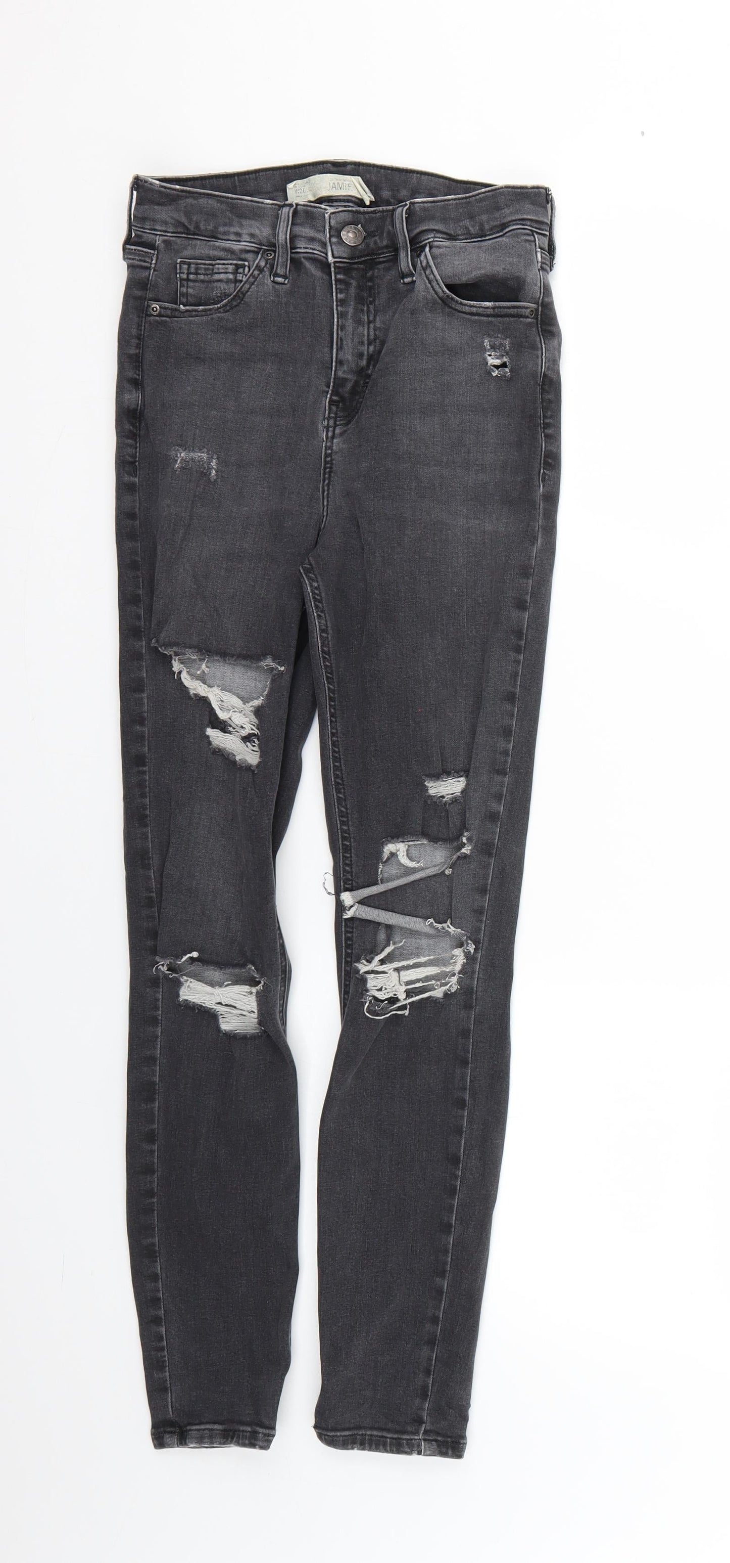 Mens UK Size 26 Topshop Regular Fit Skinny Black Jeans